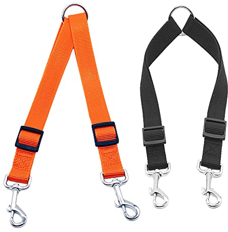 2 Stück Doppelleine Splitter Leichte Leine Splitter Starke Nylon Hundeleine Kupplung zum Spazierengehen, geeignet für mittelgroße Welpen Hunde
