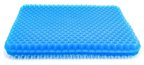 Coussin de siège de voiture en gel - Design nid d'abeille - Double épaisseur - Soulage la douleur du coccyx - Pour voiture, bureau, maison, fauteuil roulant, chaise (50 x 50 x 4,5 cm)