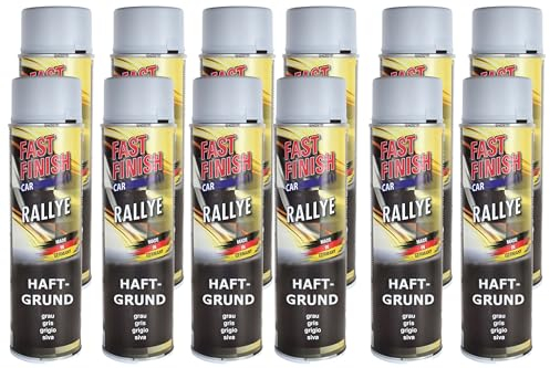 12x Haftgrund Spray Fast Finish, Grundierung, Primer Grau 500ml, schnelltrocknend, hohe Füllkraft, überlackierbar, hitzebeständig bis 80°C, Innen- und Außenbereich