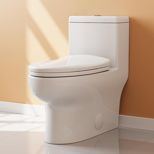 HOROW HR-ST076WD Dual Flush Elongated Toilet with Soft Close Seat, High-Efficiency Supply, Standard Bathroom Toilet 12 Rough-In, White Finish