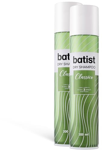 Batist Shampoo Secco Classico, Shampoo a secco ravvivante per capelli perfetti in soli 3 minuti, senza acqua, adatto a tutti i tipi di capelli, 2x200 ml, Made in Italy
