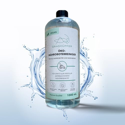 GRASHÜPFER® Öko Mähroboter Reiniger I 1000 ml Konzentrat I Öko Reiniger für Mähroboter und Rasenmäher I bis zu 1:20 verdünnbar I Effizient und Natürlich