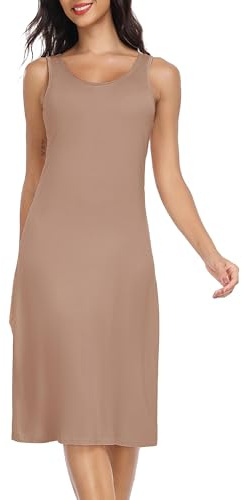 Lovasy Combinacion Interior Mujer Vestidos Verano Modal Camisones de Mujer Largo Sexy Camison Tirantes Anchos Enaguas Enteras