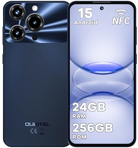 OUKITEL C69 Mobile Phones 2025 - Android 15, 7.2 Smart phone, 24GB+256GB/1TB, 6000mAh Battery Phone, 64MP Camera, 4G Dual SIM-Free & Unlocked Mobile Phones, Fingerprint/Face Unlock/NFC/GPS, Black