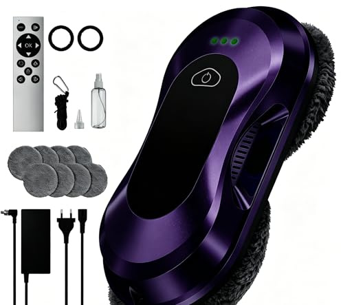 Keero Robot Lavavetri Elettrico 2026 con Doppio Ugello, Aspirazione 6000 Pa, 3 Modalità di Pulizia, Serbatoio Acqua 60 ml, Lavavetri Elettrico per Finestre