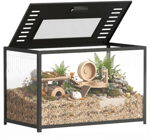 PawHut Cage Hamster en Métal, Transparent, Base Profonde, 80x45x50,5cm