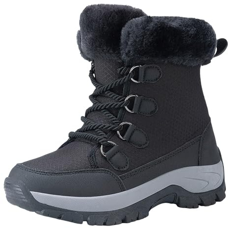 Bottines Hiver Femme Doublées Fourrure Semelle Souple Bottines Hiver Doublées Fourrure avec Semelle Souple, Confortables pour Marche et Quotidien