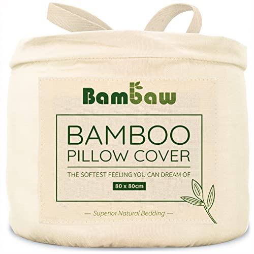 Bambaw Bambus Kissenbezug 80x80 cm, 2-er Pack, hypoallergene und weiche Bettwäsche Allergiker, Bambus Kopfkissenbezug, atmungsaktive Bettwäsche Anti Schwitzen, Kissenbezug 80x80 kühlend (Elfenbein)