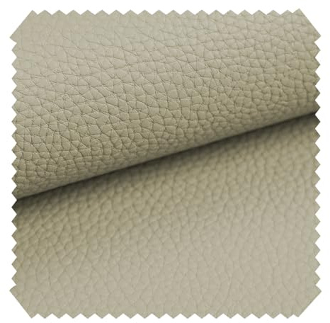 novely® BINAU Kunstleder - Möbelstoff aus Echtleder-Fasern-Kombi - Robuster und Extra Dicker Polsterstoff - Pflegeleichte Meterware 1lfm | Farbe: 08 Beige