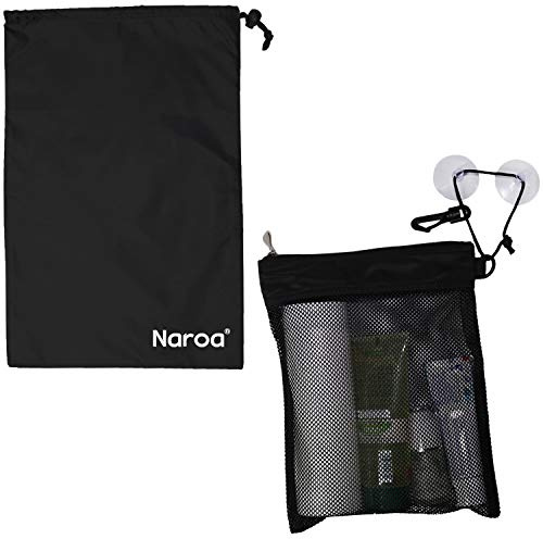 Waterproof Multifunctional Toiletry Shower Bag for Gym, Travel, Business and Foldable Portable Hanging Bathroom Mesh Caddy with Wet & Dry Storage Suction Hook Tote for Men Women