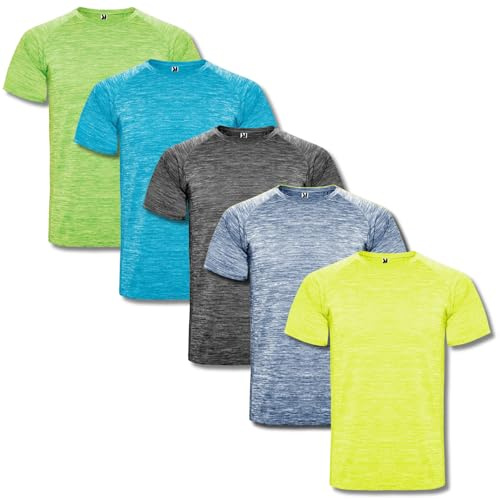 ROLY Confezione da 5 magliette tecniche da uomo Austin 6654 – Tessuto traspirante e asciugatura rapida | Ideale per palestra, corsa, crossfit, paddle o uso quotidiano, Combinazione 2, XL