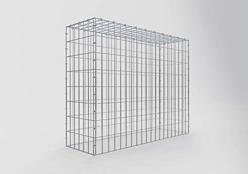 GABIONA Gabione tipo 3 rettangolare, larghezza maglie 5 x 10 cm, profondità 30 cm, gabbione 100 x 80 x 30 cm (lunghezza x altezza x profondità), anello a C