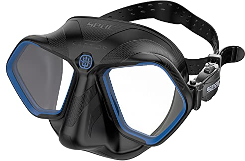 SEAC Unisex-Adult Raptor kleinvolumige Maske zum Freitauchen und Speerfischen, schwarz/blau, Standard