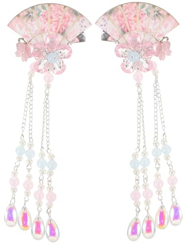 EXCEART Pack of 2 Hemfu Hair Accessories Hair Clips for Thick Hair Hair Accessories for Women Hair Clips for Bride Hair Accessories for Girls Fan Hair Clip Child Iron Hair Pin Japanese