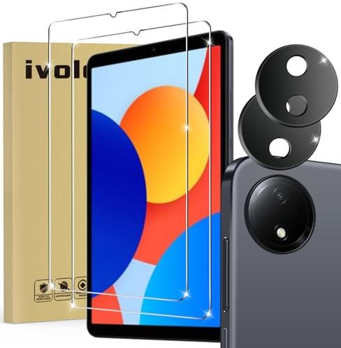 ivoler 2 Piezas Protector de Pantalla para Xiaomi Redmi Pad SE 8.7 Pulgadas (WIFI / 4G) (No para Redmi Pad SE 11 Pulgadas), con 2 Piezas Protector de Lente de Cámara, Cristal Vidrio Templado Premium