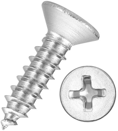 Kozelo 20 Piezas de Tornillos de Madera Cabeza Plana Phillips - [#8x5/8] Acero Inoxidable 304 Cabeza Avellanada Autoperforantes para Ensamblaje de Muebles, Molduras Interiores, Plateado