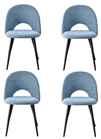 GrandCA HOME Lot de 4 Chaises de Salle à Manger, Chaises de Cuisine Modernes Rembourrées avec Pieds en Métal, Idéales pour La Salle à Manger, Le Salon et La Chambre - Bleu