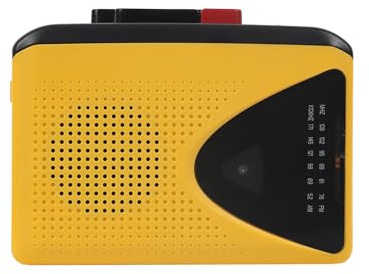 Walmeck Portable Cassette to MP3 Player Mini Tape Player with FM AM Radio Recording Function Portable Cassette Player Built-in Speaker 3.5mm Headphone Jack Yellow