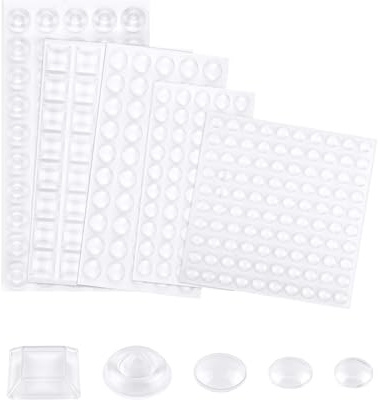 290 Piezas Lagrimas Silicona Adhesivas, Almohadillas Antideslizantes Transparentes, Topes para Puertas para Puertas, Muebles y Cajones – 5 Formas