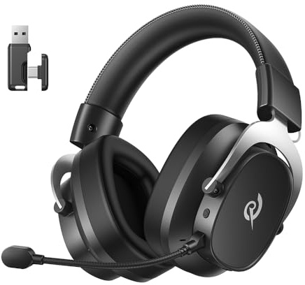 QCY Heroad VT200 Gaming Headset for PC: 53mm Neodymium Drivers - Detachable Noise Canceling Microphone - 2.4G/Bluetooth 6.0/Wired - Compatible for PS4/PS5, Switch, Xbox - 7.1 Surround Sound