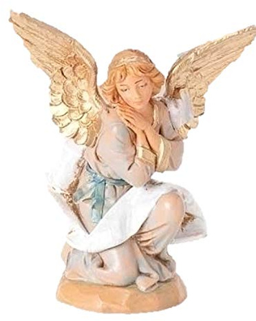 Fontanini by Roman Inc., Kneeling Angel, 5 Holy Family Collection, Nativity Figure and Accessories, Hand Sculpted and Painted