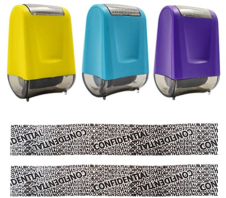 3 Pieces Identity Protection Theft Stamps, Data Defender, Confidential RollerStamp, Address Blocker Stamp, Anti-Slip Identity Theft Protection Roller Stamp
