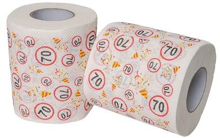 Carta igienica Happy Birthday, per il 70° compleanno, 2 rotoli, decorazione e confezione regalo per feste, carta igienica con motto divertente, carta igienica divertente