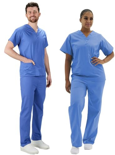 Interweave Healthcare Performance Scrub Set Medical Uniform Unisex Polycotton Reversible Scrubs Top & Trousers With Pockets In 6 Colours