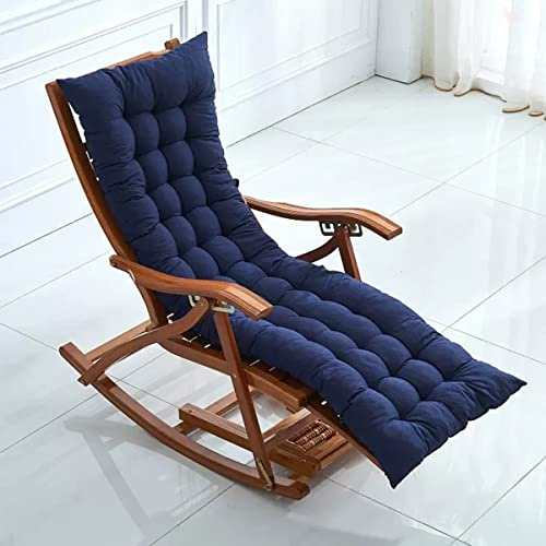 Relaxstol I Bambu Uteplatsfåtölj Med Avtagbar Klädsel Gungstol Loungestol För Balkong, Fällbar Stol Med Fotmassage (Color : Blauw, Size : Long cushion)