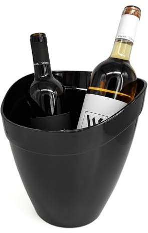 VINAK – Cubitera 4L para Botellas de Vino y Champagne con Capacidad para 1 o 2 Botellas | Enfriador de Botellas con asa incorporada Resistente y Elegante | Fabricada en Europa (Negro)