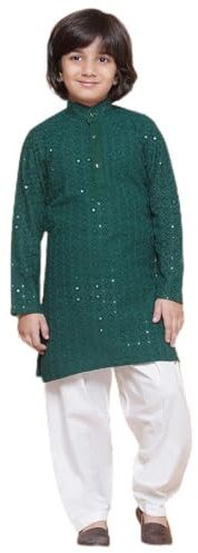 AJ DEZINES Kids Indian Ethnic Wear Kurta Set For Boys|Boys Indian Outfit|Traditional Festive Wear|Chikankari Kurta Pyjama-A9