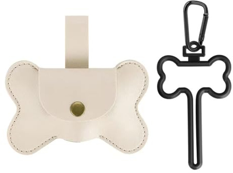 Soportes para bolsas de basura para perros, con forma de hueso, de poliuretano, dispensador de bolsas de basura para mascotas con gancho de hebilla de cobre para caminar al aire libre y viajes