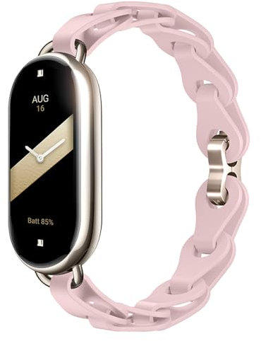 PINHEN Bracelet en silicone compatible avec Xiaomi Smart Band 8/Mi Band 9/10 - Boucle à anneau réglable - Design élégant pour femme Mi Band 8