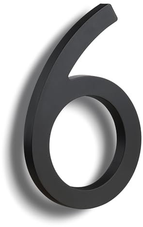 HASWARE Números de casa de ABS elegantes de 6 pulgadas, diseño elegante negro, duradero y fácil de instalar (negro, 6)