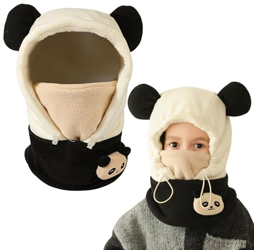 AYPOW Bambino Passamontagna da Neve, Passamontagna Invernale in Pile Termico Bambini, Balaclava Maschera da Sci Antivento, Cappello Caldo Cappuccio con Scaldacollo Ciclismo per Ragazzi Ragazze