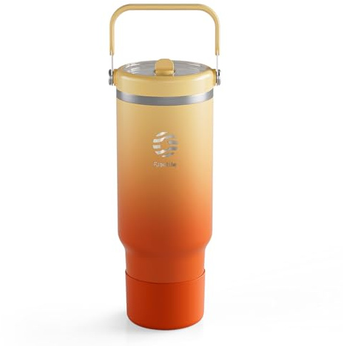 Fjbottle 40 oz Tumbler with Straw and Lid Double Wall Vacuum Insulated Stainless Steel Water Bottle Travel Mug with Handle Coffee Mug for Hot Iced Drink