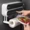 Wandrollenhalter Küche 3 Rollen, Folienschneider Magnetischer mit küchenrollenhalter Frischhaltefolie Schneider Alufolie Spender Folien Papierrollenhalter Frischhaltefolienspender(Transparent)