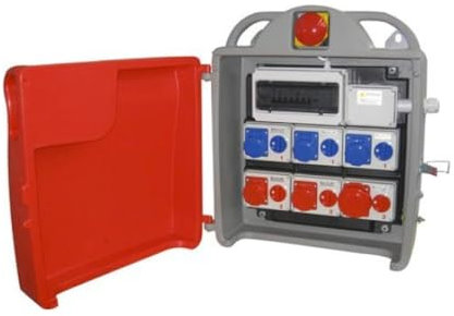 Quadro ASC da cantiere, 35KW, IP55, 4 prese 16A 3P IP67 230V, 2 prese 16A 4P IP67 400V, 1 presa 16A 5P IP67 400V e 1 32A 5P IP67 400V - Rosi 3118E