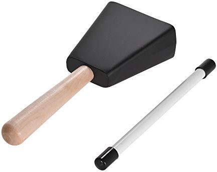 Cloche de vache en métal de haute qualité avec manche en bois - Instrument de percussion pour musiciens