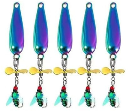 XINYIN Cebos De Pesca con Mosca Metal Cuchara Giratoria Señuelos Lentejuelas Mosca con Hélices Aparejos Pesca Juego Spinner