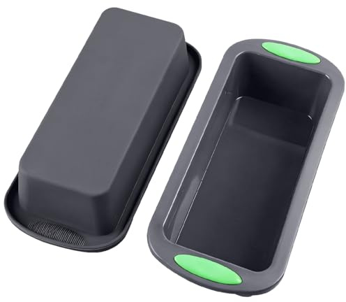 CEWROM silikonkakform, rektangulär, uppsättning av 2 silikonbakformar, 28 x 12,5 x 6 cm, non-stick lådform kaka, återanvändbar, för kakor, bröd, lasagne, brownies, etc.