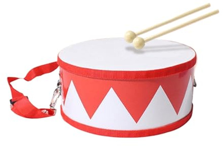 Tambor para niños, Instrumento Musical de Madera con Correa y Palos, 15 cm, Juego de Tambor de Madera, Ideal para niños a Partir de 3 años, Campana, bebés, Aprendizaje Educativo