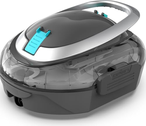 BRINBO (2026 S2 Robot Piscina, Aspirapolvere Senza Fili, Doppia Filtrazione, Doppio Motore, 90min Pulizia, Parcheggio Automatico, Ideale per Piscine a Fond Poco Profondo,Grigio