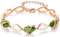 Leafael Wishstone Crystal Link Charm Bracelet, Birthstone Bracelets with Healing Crystals, Allergy-Free Jewellery for Women with Gift Box, Silver-Tone or Rose Gold Plated Bracelets for Women