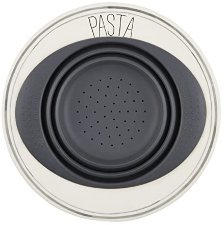 Mud Pie Juego de cuencos de pasta y colador de silicona, color blanco roto, 3 x 14 pulgadas de diámetro