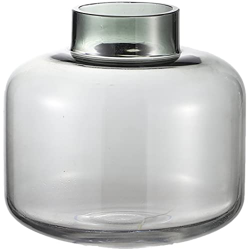 PORPAN Short Glass Vase, Black Glass Vase, Short Flower Vase, Round Glass Vase, Small Vase for Flowers, 6 Inch Modern Vases for Living Room, Dining Table, Wedding, Bookshelf, Office Decor