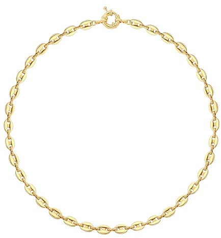 POTESSA Gold Choker Necklace for Women Dainty 18K Gold Plated Coffee Bean Necklace Thick Chain Collar Necklace