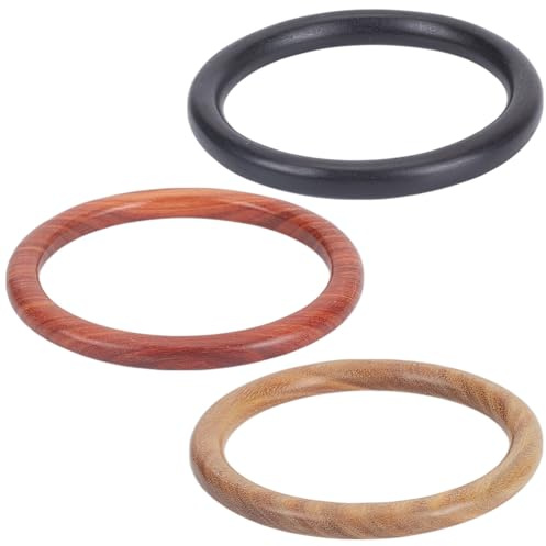 WEBEEDY 3 Colors Wooden Bracelet 60 mm Round Sandalwood Bangle Handmade Natural Wooden Bangles for Women Men Elegant Handcrafted Sandalwood Bracelet Anniversary Birthday Gift(Black, Red, Green)
