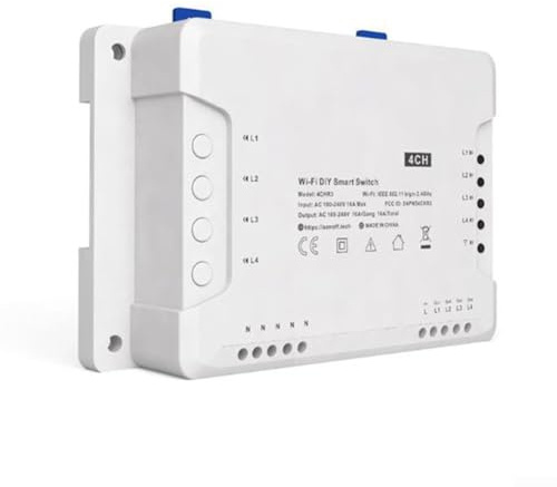 Interruptor de luz Inteligente WiFi para casa, 4 Unidades, con Avance Lento, autobloqueo, interbloqueo, Control Remoto por aplicación de Voz, función de Temporizador para 4CH Pro R