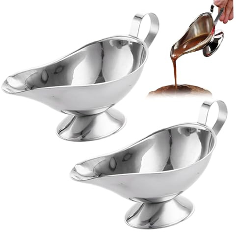 2 pièces saucière 200ml en acier inoxydable verseur de sauce avec bec et poignée saucière pour la maison hôtel Restaurant